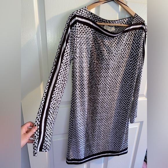 Michael Kors Dress, Dark Brown and White Animal print with Bold Stripe - Picture 1 of 6